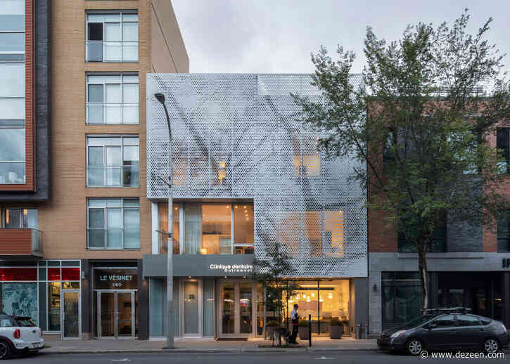 Perforated panels conceal apartments above Montreal dental clinic by Paul Bernier Architecte