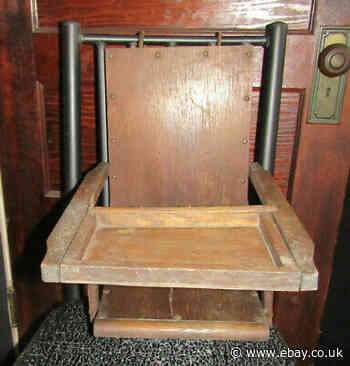 ANTIQUE 1908 "THE TUCK-A-WAY" FOLDING HIGH CHAIR