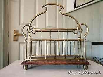 ANTIQUE BRASS AND OAK MAGAZINE / MUSIC RACK