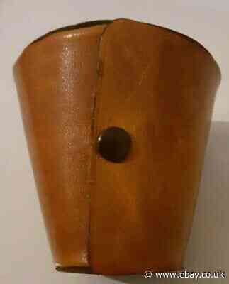 MID CENTURY SET OF 4 STIRRUP CUPS IN LEATHER CASE RIA DENMARK MODERNIST HUNTING
