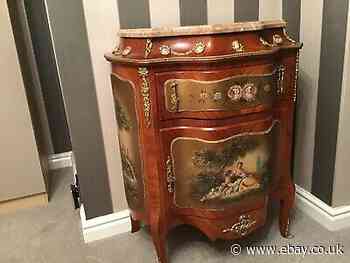 French Commode Louis 15th Style Painted Panels,marble Top , Ormulo ,kingswood