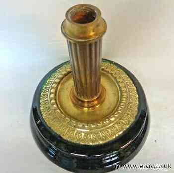 A SUPER VICTORIAN BRASS OIL & STONE PARAFFIN LAMP BASE GOOD CONDITION