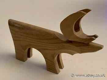 Vintage Swedish hand carved wooden reindeer