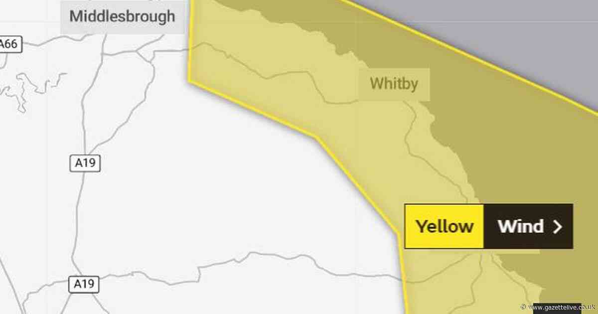 Gusts of up to 70mph along Teeesside coast prompt Met Office weather warning