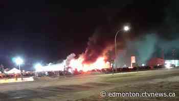 Fire burning at Edson Chrysler dealership