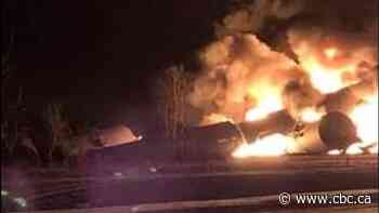 Transportation Safety Board team sent out to train derailment near Lanigan, Sask. after crude oil catches fire