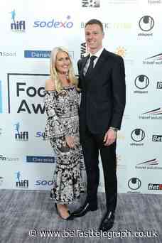 Delivering on and off the pitch... Northern Ireland football star Jonny Evans and wife celebrate arrival of son