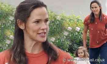 Jennifer Garner cuts a casual figure in denim and a T-shirt while filming Yes Day in Los Angeles
