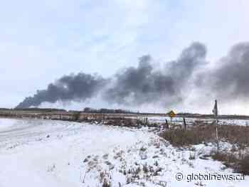 Derailed CP train erupts in flames