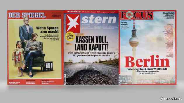 Cover-Check: “Der Spiegel” steigert sich mit “Wenn Sparen arm macht”, der “Focus” fällt mit Berlin-Titel fast auf Minusrekord