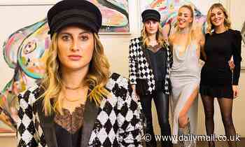 Rosie Fortescue looks chic in a sequinned blazer as she joins Ashley James at art launch