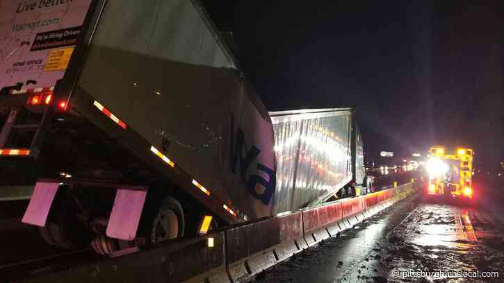 Walmart Tractor Trailer Splits In Half On Highway, Blocks Traffic