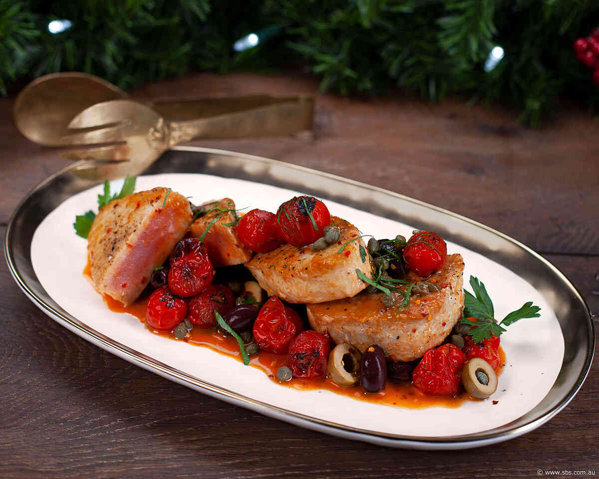 Swordfish with capers, olives and tomatoes (pesce spada alla ghiotta)