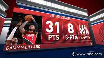 Damian Lillard with 8 3-pointers vs. New York Knicks