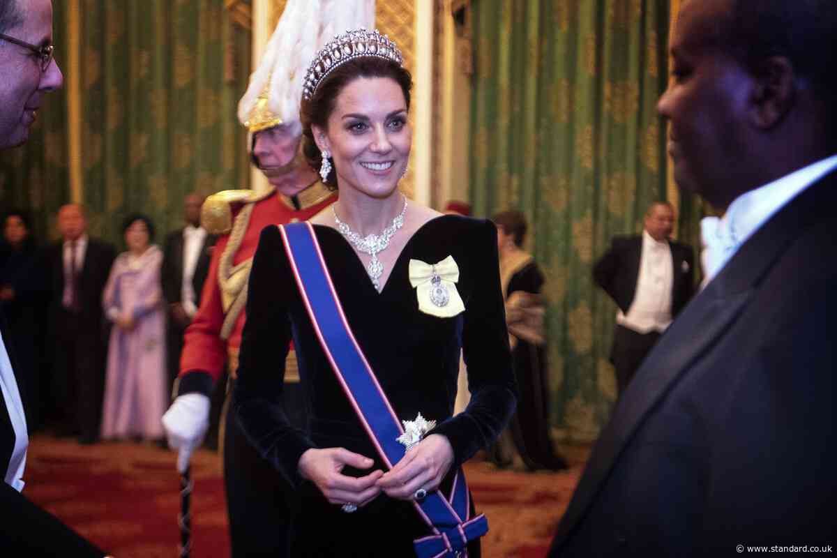 Kate Middleton dazzles in Alexander McQueen and Princess Diana's tiara for a reception at Buckingham Palace