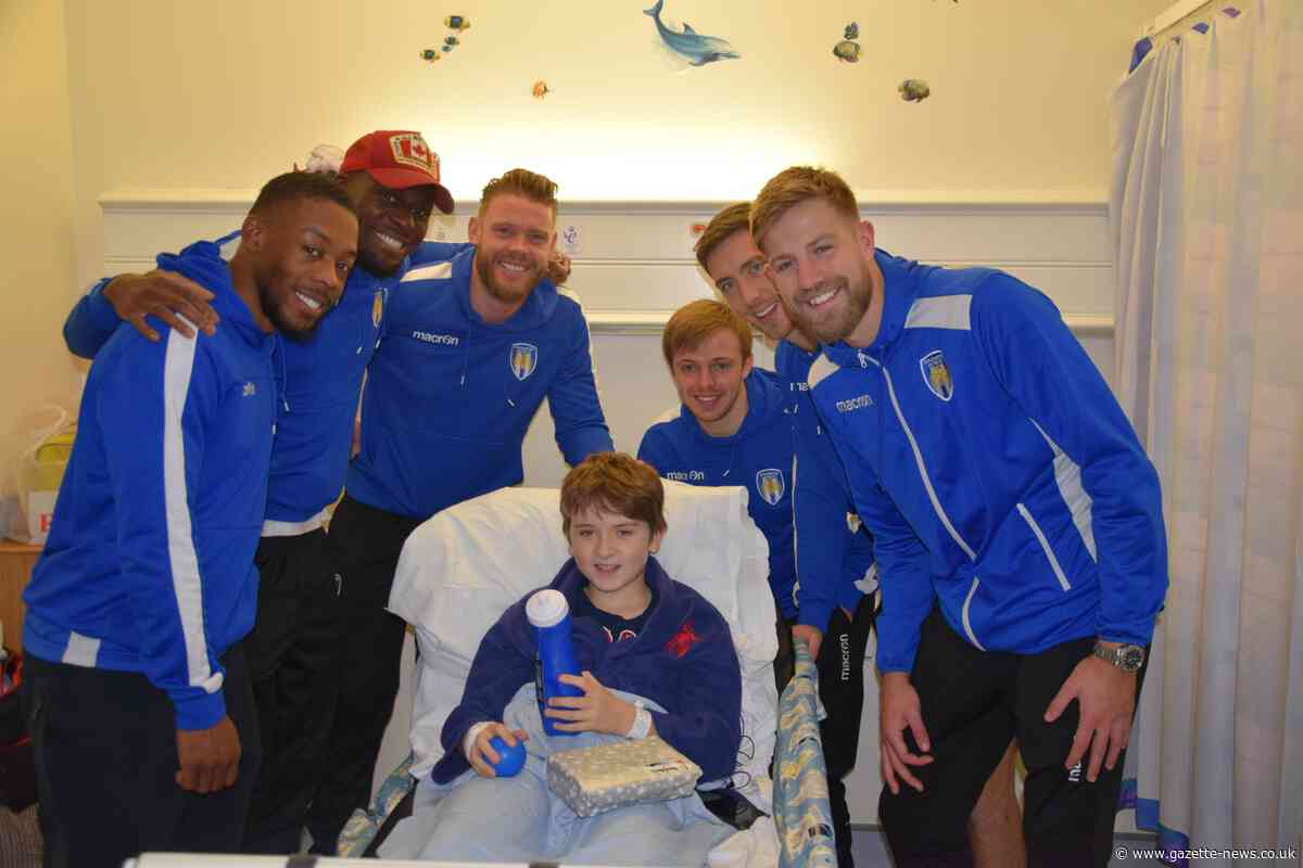 Colchester United players visit children's ward at hospital