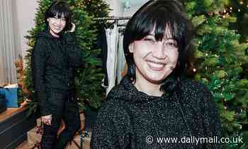 Daisy Lowe nails festive chic in a black bedazzled tracksuit at pre-Christmas party