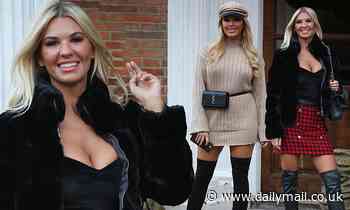 Christine McGuinness puts on a busty display as she joins leggy Amber Turner for festive beauty bash