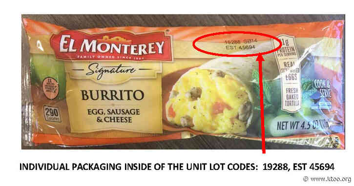 Manufacturer recalls frozen breakfast burritos distributed in Alaska