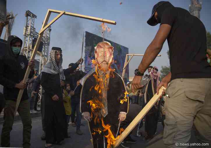 Supporters of Iran-backed Iraqi group protest US sanctions