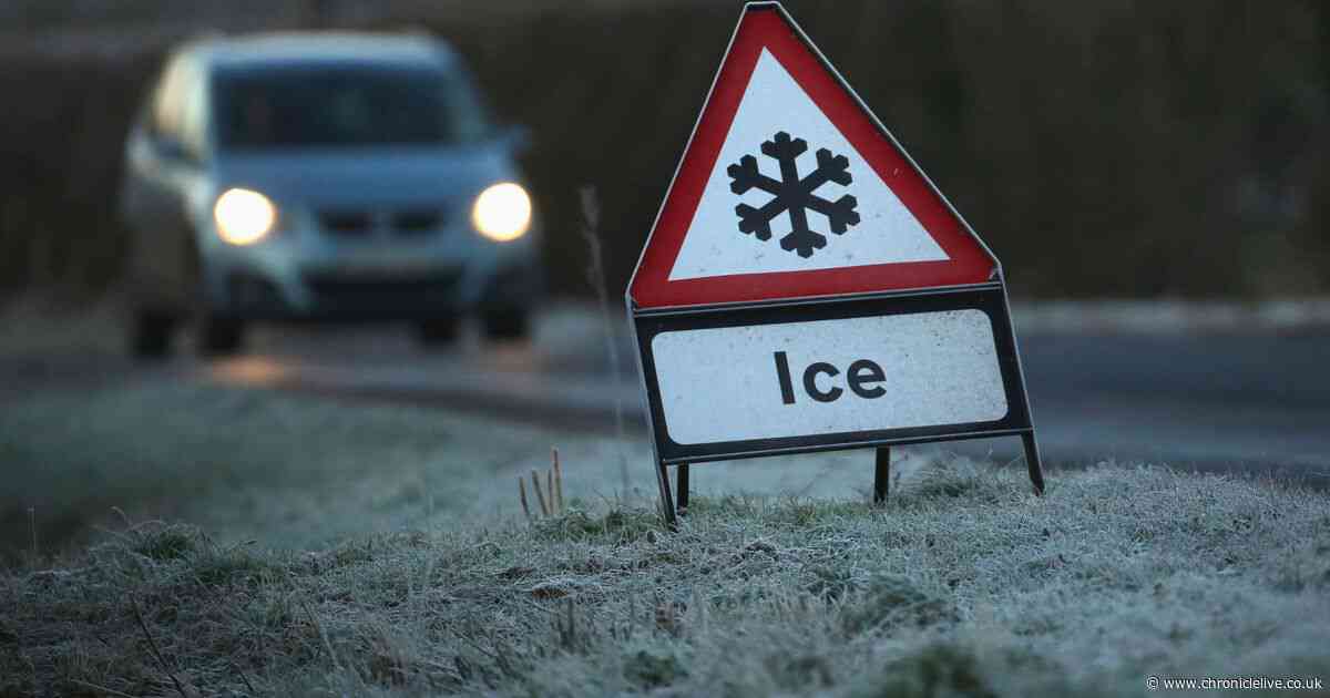 Snow could fall in higher parts of the North East as Met Office issues ice warning