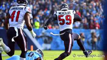 Whitney Mercilus collects tipped pass and takes off for Texans