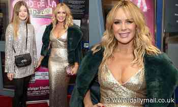 Amanda Holden, 48, exudes glamour in a plunging evening gown as she joins daughter Alexa, 13