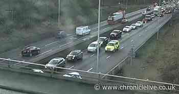 A1 delays after car and truck crash near Dunston leaving driver injured