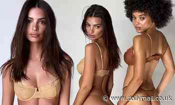 Emily Ratajkowski is her own best advertisement as she models her lingerie line opposite Jamea Lynee