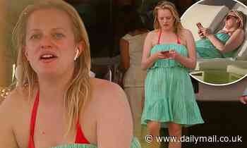 Elisabeth Moss goes makeup free as she enjoys a pool day during day off from filming in Hawaii