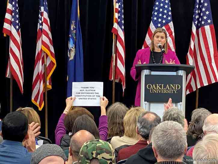 At noisy town hall, a vulnerable U.S. Democrat says 'yes' to impeaching Trump