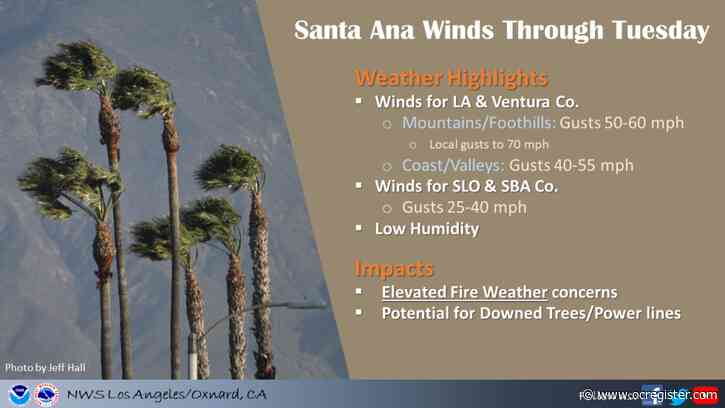 Strong Santa Ana winds could cause damage in Southern California