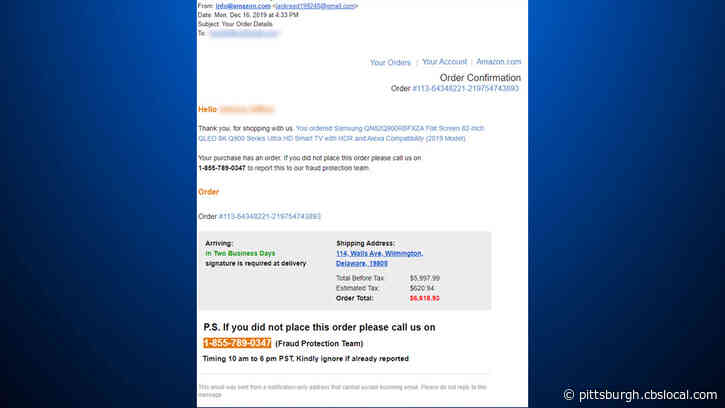 West Mifflin Police Warn Residents Of Email Scam Claiming To Be An Amazon Order Confirmation