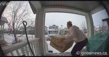 Parcel swiped from Edmonton woman’s front porch – and it’s captured on camera
