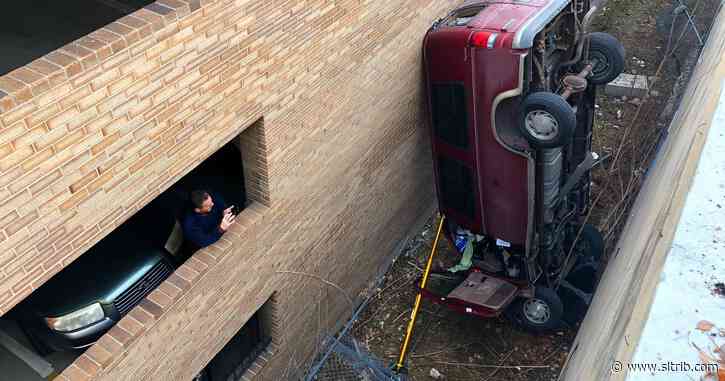 SUV falls from Salt Lake parking structure, but no one is seriously hurt