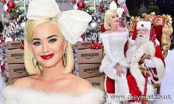 Katy Perry wows in white as she partners with Amazon to host holiday party for Boys and Girls Club