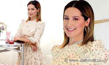 Ashley Tisdale, 34, glows in a flirty floral dress to promote 'millennial' focused skincare line