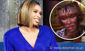 Jennifer Hudson glitters in blue dress as she explains to Stephen Colbert what Cats is about