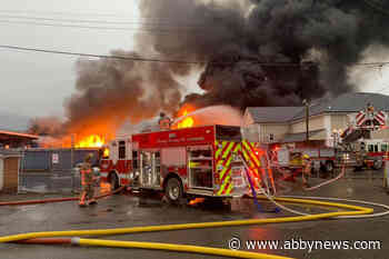 Massive fire on Vedder Road in Chilliwack at Windsor Plywood