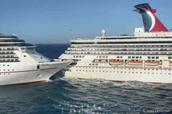 Watch the absurdly slow crash of 2 mammoth cruise ships