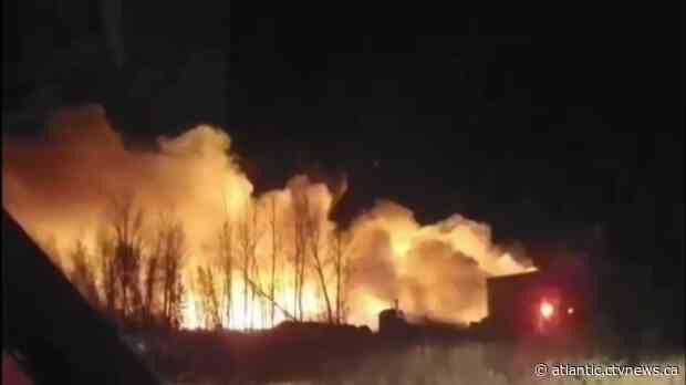 Fire crews from around the region battle tire fire at N.B. recycling plant