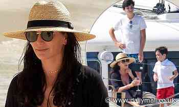 Lauren Silverman oozes summer chic in Barbados with lookalike sons Adam, 13, and Eric Cowell, 5