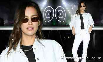 Irina Shayk puts on an edgy display in white denim co-ords at MDL Beast Festival in Saudi Arabia