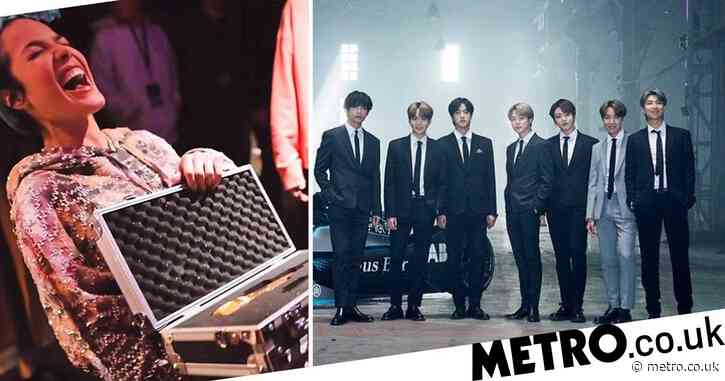 BTS gifted Halsey a sparkly microphone after she joked she felt left out