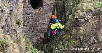 Woman rescued from base of 100ft cliff after being cut off by tide at Culver Hole, Gower