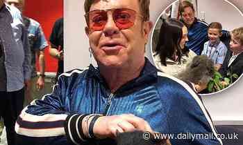 Elton John and family welcome a koala and animals backstage at Sydney's First State Super Theatre