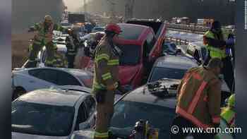 Fog and ice cause 35-car pile-up