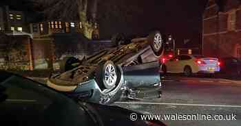 Car overturns on Caerau Road in Newport adding to Christmas traffic delays