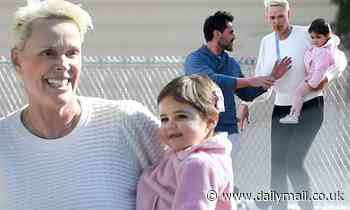Brigitte Nielsen, 56, steps out with husband Mattia Dessi, 41,and daughter Frida, 17 months, in LA