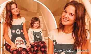 Binky Felstead and daughter India, two, twin in matching Christmas-themed pyjamas